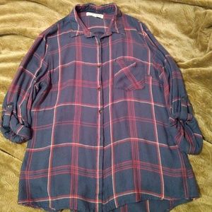 Blue plaid button down